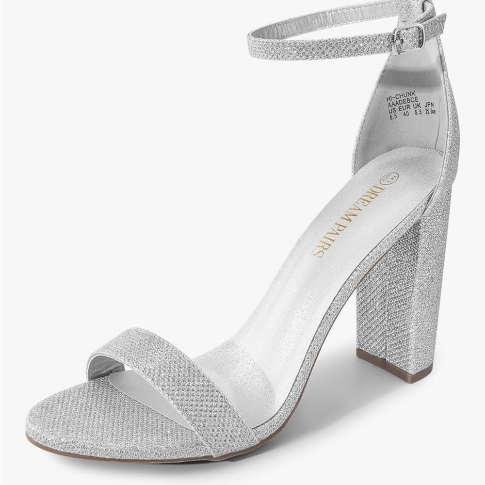 Dream Pairs Silver Block Heels